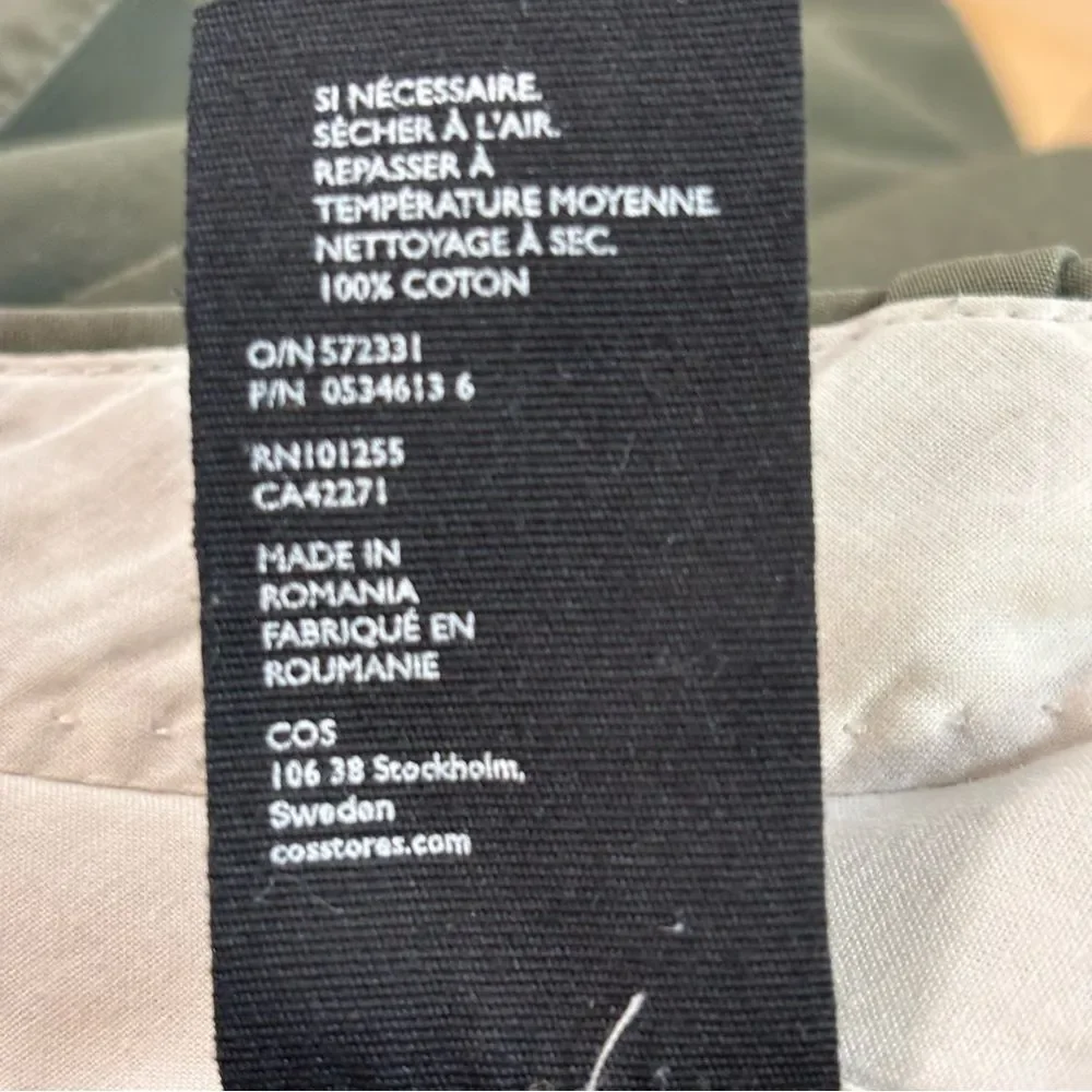 COS Tailored High Waist Straight Leg Twill Cotton Trousers Sage Green 2